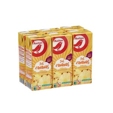 Auchan Jus d'ananas à base de concentré, 6x20cl