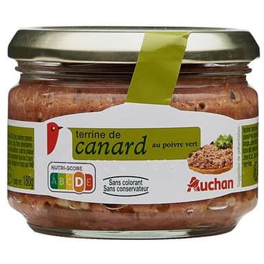 Auchan Terrine de canard au poivre vert, 180g