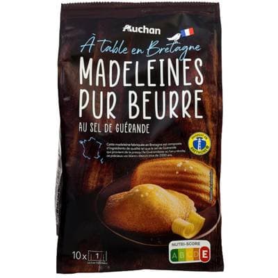 Auchan Gourmet Madeleines pur beurre au sel de Guérande sachets individuels, 330g