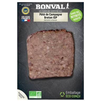 Bonval Pâté de Campagne Breton Bio, IGP, 150g