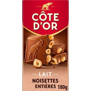 Côte d'Or Chocolat Lait Noisettes entières, 180g