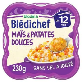 Blédina - Blédi'chef Maïs Patates Douces au cumin Assiette Bébé dès 12 mois, 230g