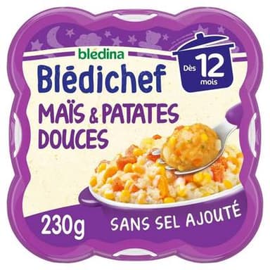 Blédina - Blédi'chef Maïs Patates Douces au cumin Assiette Bébé dès 12 mois, 230g