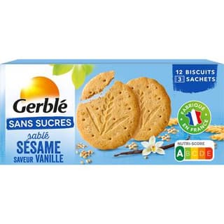 Gerblé Sans Sucres 12 Biscuits sésame saveur vanille, 132g