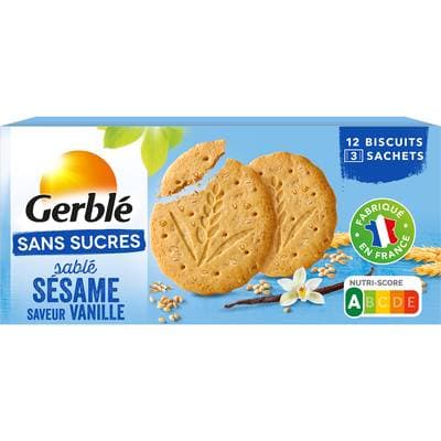 Gerblé Sans Sucres 12 Biscuits sésame saveur vanille, 132g