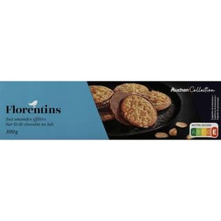 Auchan Collection Florentins aux amandes effilées sur lit de chocolat au lait, 100g