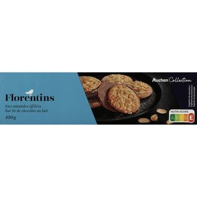 Auchan Collection Florentins aux amandes effilées sur lit de chocolat au lait, 100g