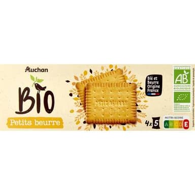 Auchan BIO Biscuits petit beurre riches en céréales bio x20, 167g