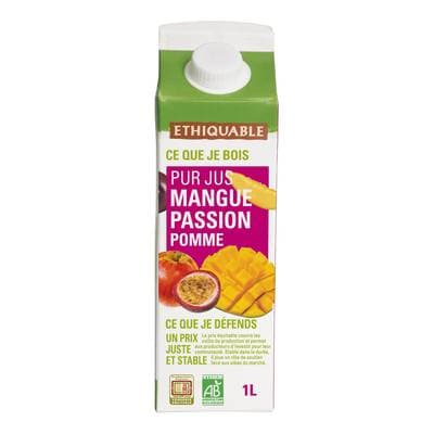 Ethiquable - Commerce Equitable Pur Jus Mangue Passion Pommes Bio du Pérou et Madagascar, 1L