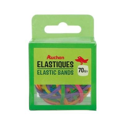 Auchan Boîte d'élastiques colorés, 70g