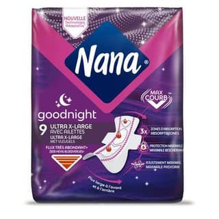 Nana Serviettes hygiéniques ultra goodnight extra large, 9 serviettes