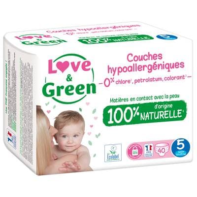 Love & Green Couches écologiques T5 10-25kg, 40 couches