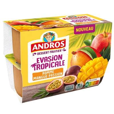 Andros Evasion tropicale Compote pomme mangue passion, 4x97g