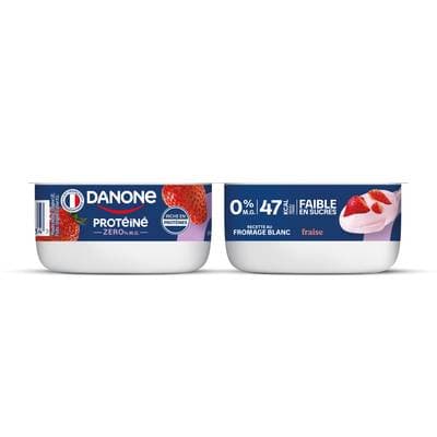 Danone Fromage Blanc Protéiné Fraise 0%mg, 4x100g