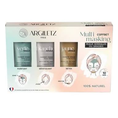 Argiletz Coffret trio de mini masques à l'argile peaux grasses, 3x30g
