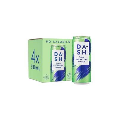 Dash Water Eau gazeuse aromatisée citron vert, 4x33cl