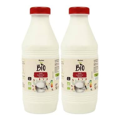 Auchan Lait entier pasteurisé bio, Lot de 2x1L