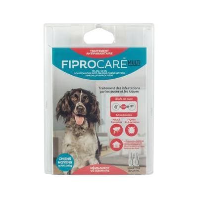 Fiprocare Pipette Antiparasitaire pour chien moyen, 2  pipettes