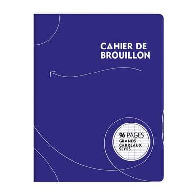 Cahier de brouillon 17 x 22 cm grands carreaux, 96  pages