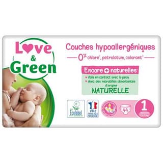 Love & Green Couches écologiques T1- 2 - 5kg, 44 couches
