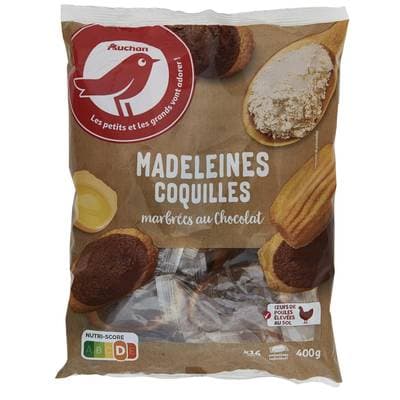 Auchan Madeleines coquilles marbrées au chocolat, 400g