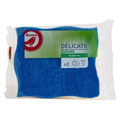Auchan Eponge cuisine pour surfaces délicates, 2 éponges