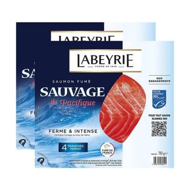 Labeyrie Saumon Fumé Sauvage du Pacifique, lot de 2x110g