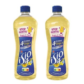 Isio 4 - Lesieur Huile Combinée Stop Goutte - 4 graines  Colza, Tournesol, Oleisol, Lin, Lot de 2x67,5cl