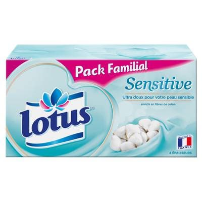 Lotus Mouchoirs sensitive familiale, 110 mouchoirs