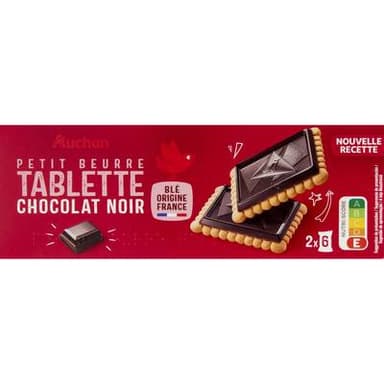 Auchan Petits beurre avec tablette de chocolat noir, 150g