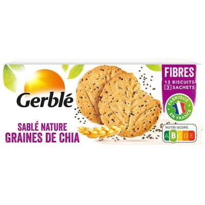 Gerblé 12 Sablés Nature aux Graines de Chia, 132g