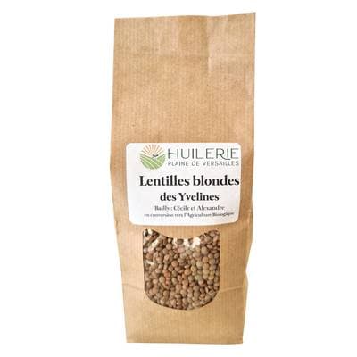 Huilerie Plaine de Versailles Lentilles blondes cultivées dans les Yvelines, 500g