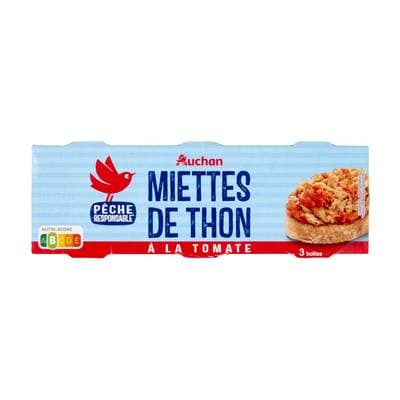 Auchan Miettes de Thon à la Tomate, 3x80g