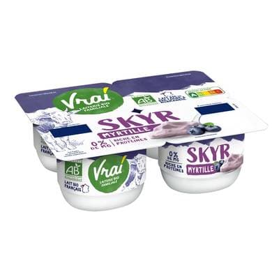 Vrai Skyr myrtille bio 0%mg, 4x100g