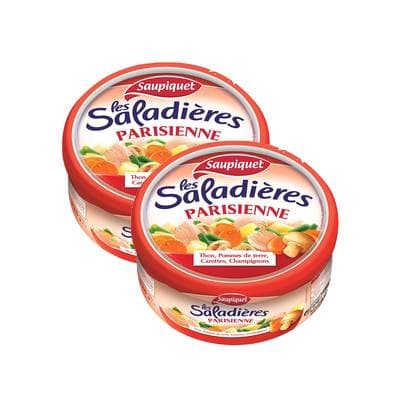 Saupiquet Les Saladières - Parisienne - Thon, Pommes de Terre, Carottes, Champignons - Salade Snacking, Lot de 2x220g