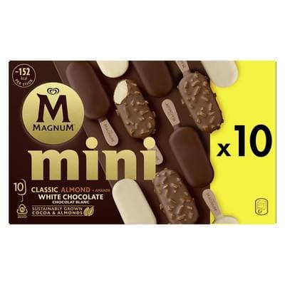 Magnum Mini Bâtonnets, Classic, Amande et Chocolat Blanc, 10 bâtonnets - 423g