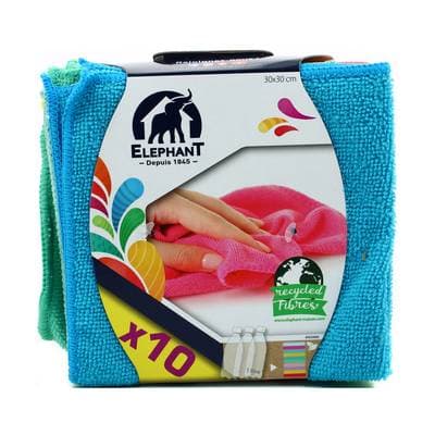 Elephant Lot de 10 lavettes microfibre, 10 lavettes