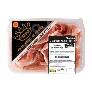 Auchan Le Charcutier Chiffonade de jambon de Parme AOP, 80g