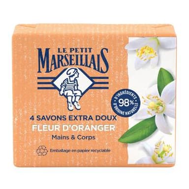 Le Petit Marseillais Savon Extra Doux à la Fleur d'Oranger, 4x100G