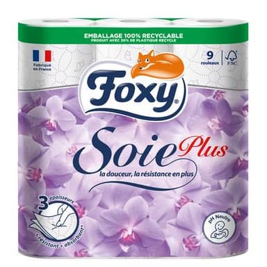 Foxy Papier toilette blanc 3 épaisseurs, 9 rouleaux