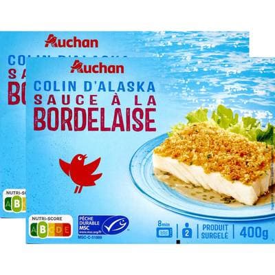 Auchan Colin d'Alaska sauce à la Bordelaise MSC, Lot de 2x400g