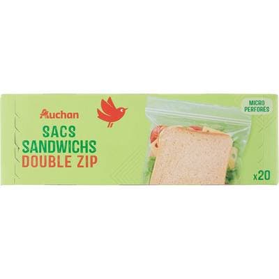 Auchan Sac a repas double zip, 20 pièces
