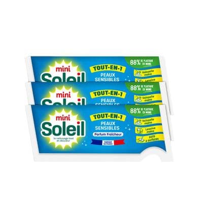 Mini Soleil Nettoyant Multi-Usages Tout en 1 Peaux Sensibles Fraîcheur, 3 x 200ml