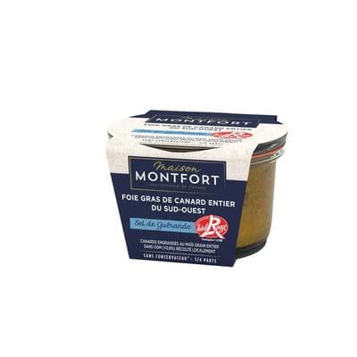 Maison Montfort Foie gras de canard entier du sud-ouest au sel de Guérande Label Rouge en bocal 3/4 parts, 120g