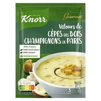 Knorr Soupe Velours de Cèpes des Bois et Champignons de Paris déshydratée, 91g