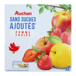 Auchan Pomme fraise sans sucres ajoutés, 4x100g