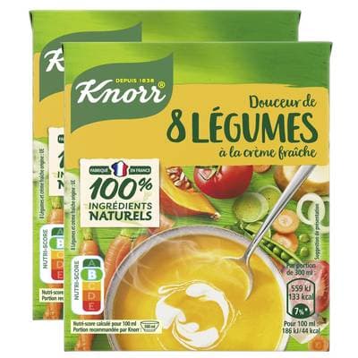 Knorr & La Potagère Soupe Douceur de 8 légumes à la crème fraîche, Lot de 2x30cl