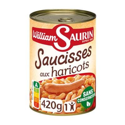 William Saurin Saucisses aux Haricots Cuisinés, 420g