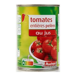 Auchan Tomates entières pelées au jus, 238g