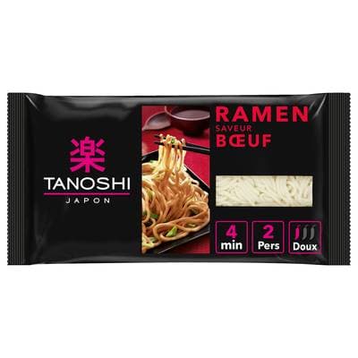 Tanoshi - Japon Ramen Saveur Boeuf Nouilles Japonaises Précuites en sachet pour 2, 360g